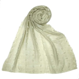 Designer Cotton Checkered Stole - Ivory White